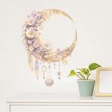 RoyoLam Decalques De Parede Dream Catcher Adesivos De Vinil Florais De Lua Removível Para Berçário- Sala De Estar E Sala De Jogos Infantil- Tema De Fantasia- Arte De Parede