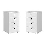 RP Online Conjunto De 2 Gaveteiros Classic Multiuso Para Mesa De Cabeceira Branco 