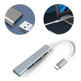Rub Usb 4 Portas Carregador Led Entrada Tipo C