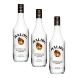 Rum Malibu Caribenho De Coco 750ml Original Kit Com 3 Unid 