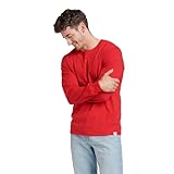Russell Athletic Camisetas Masculinas De Manga Comprida Com Desempenho De Algodão  Verdadeiro Vermelho  3X Large