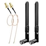 Rydocyee Pacote Com 2 Antenas Bluetooth WiFi E Pigtail Pacote Com 2 Antena WiFi De Banda Dupla 2 4G 5G Ganho De Antena De Cartão WiFi 5dBi Cabo RP SMA Fêmea Para IPEX1 De 8 Polegadas Para Mini