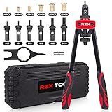 RZX Ferramenta De Porca De Rebite De 35 5 Cm Porca De Rebite De Mão Para Rebites Kit De Montagem De Rebite Com M3 M4 M5 M6 M8 M10 Métrico 6 Mandris E 60 Peças De Rebites Design De Economia De Laboratório Com Estojo De Transporte Robusto