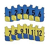 Saaifuu Pacote Com 12 Pinnies Numerados Reversíveis Colete Dupla Face Camisetas De Treino De Equipe Para Crianças E Adultos Azul Escuro Amarelo M