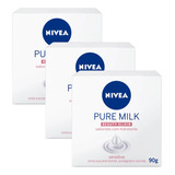 Sabonete Barra Nivea Pure Milk Beauty Elixir 90g Pack C 3wxz