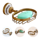 Saboneteira Bronze Banheiro Com Porcelana Vintage Provençal