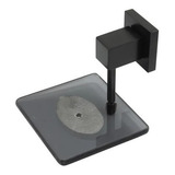 Saboneteira Luxo Com Vidro Quadrada Preta