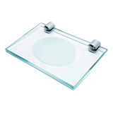 Saboneteira Quadrada Reta Vidro Incolor Suporte Redondo 6mm