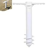 Saca Areia De Rosca Com Encaixe Âncora Para Guarda Sol Ou Vara Pesca Praia Branco AMZ