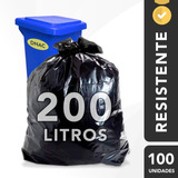 Saco De Lixo 200l Grosso Preto Reforçado Resistente 100 Un