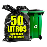 Saco De Lixo 50 Litros Reforçado 150 Unidades Forte Grosso Cor Preto