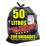 Saco De Lixo 50 Litros Reforçado Preto 200 Unidades Lixex