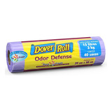 Saco De Lixo Odor Defense Cor Lilás 15 Litros Dover Roll Com 40 Unidades