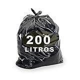 Saco De Lixo Preto 200L Reforçado 90x110cm 8 Micras Resistente Grosso Com 100 Unidades Dnac
