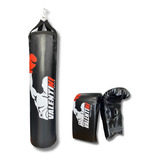 Saco De Pancada Velentini Boxe 120 Cm Cheio Luva Bate Saco Cor Preto