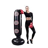 Saco De Pancadas Com Suporte Para Adultos Bolsa De Boxe Inflável Independente Para Uso Pesado Mulheres Homens Equipamento De Treinamento Exercício Boxe Saco De Pancadas Em Pé Preto 