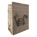 Saco De Papel Kraft 19 5x12x28cm Hamburguer Delivery Com 500