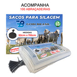 Saco De Silagem Branco 100 Unidades 51x110 Com 100 Abraçadeira