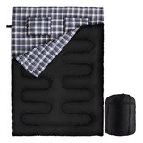 Saco Dormir Casal Camping Flanela Confortável 225 150cm Wct Cor Preto