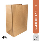 Saco Embalagem Kraft Para Delivery Médio 4kg C 100 Und