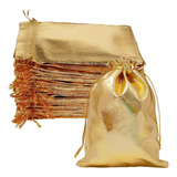 Saco Organza Tipo Lame 7x9 Com 50 Unidades Dourados Top