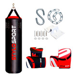 Saco Pancada 120x100 2 Luvas Suporte Kit Completo Cor 2 Luvas 1 Adulto Vermelho 1 Infantil Preto