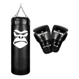 Saco Pancada 90 Cm Luva Boxe 12oz Profissional Gorilla Cor Preto