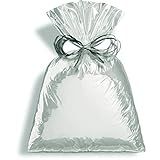 Saco Para Presente Cromus Embalagens Com Acabamento Metalizado Na Cor Prata 20x29 Cm Com 50 Unidades