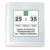 Saco Plástico 25x35 0 006 190uni Com 1 Kg Polietileno Transparente Virgem PE PEBD