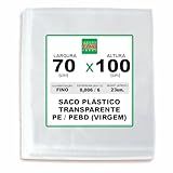 Saco Plástico 70x100 0 006 23uni Com 1 Kg Polietileno Transparente Virgem PE PEBD