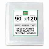 Saco Plástico 90x120 0 010 9uni Com 1 Kg Polietileno Transparente Virgem PE PEBD