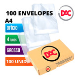 Saco Plastico Envelope Grosso 0 15 A4 Oficio 4 Furos 100 Un