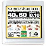 Saco Plástico Transparente 40x60 Cm -0-10mm Espessura-- Polietileno PE- Pacote 1kg- Conservar E Congelar Alimentos- Embalagem Multiuso- Saquinho Resistente E Forte- Selável A Calor- Virgem- Grande