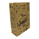 Saco Valbem Embalagem Papel Kraft Delivery Lanche Estampa Melhor Sabor Médio 100 Un