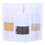 Saco Zip Lock Kraft Branco Visor Stand Up Pouch 12x20 50un
