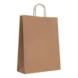 Sacola De Papel G 31x39x11cm 100und Kraft Resistente Com Alça Torcida