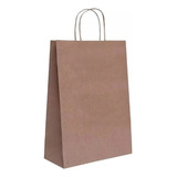 Sacola Kraft De Papel G 31 X 39 X 11cm 50 Und Kraft Resistente Com Alça Torcida