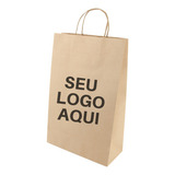 Sacola Papel Kraft Media 34x22x10 Personalizada 100 Unidades