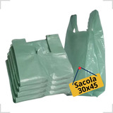 Sacola Plástica Reciclada Reforçada 30x45 1kg Verde