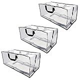 Sacos De Armazenamento Transparentes Pacote Com 3 Sacos De Transporte Com Zíper Bolsas Transparentes Resistentes Com Alças Grandes E à Prova D água Para Roupas Cobertores Roupas De Cama 