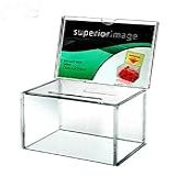 SAFEClear Caixa De Doação De Acrílico Com Fechadura- Caixa De Coleta De Votação- Caixa De Sugestão Com Suporte De Sinal Para Arrecadação De Fundos- Doação YGB-004