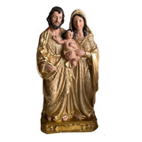 Sagrada Família Imagem 20cm Bege E Dourada Linda Escultura