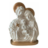 Sagrada Família Manto Branco Perolado 20 Cm Gesso Dourado
