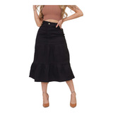 Saia 3 Marias Jeans Moda Evangélica Com Lycra