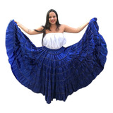 Saia Azul 12 Metros Roda Umbanda Candomble Dança Cigana