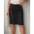 Saia Brim Cintura Alta Lycra Evangélica , Cor Preta, Strass