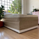 Saia Cama Box Arranhador E Protetor Gatos Acquablock Cor Areia Rajado De Branco