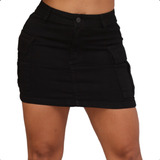 Saia Cargo Feminina Cintura Alta Com Lycra