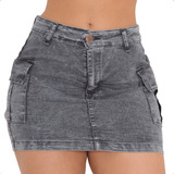 Saia Cargo Feminina Com Elastano Levanta Bumbum Cintura Alta