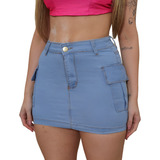 Saia Cargo Jeans Feminina